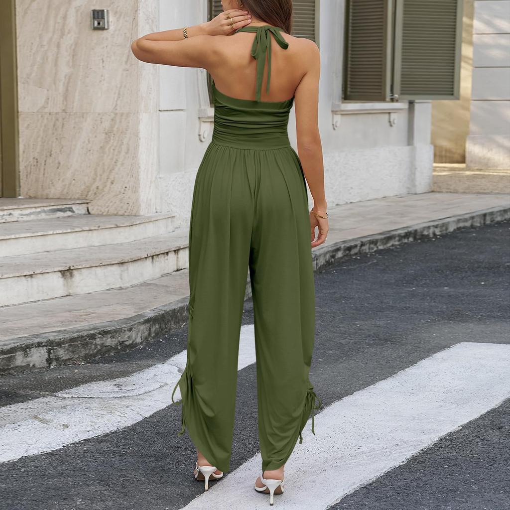 Damen Farbiger Lässiger Modischer Jumpsuit mit Taschen