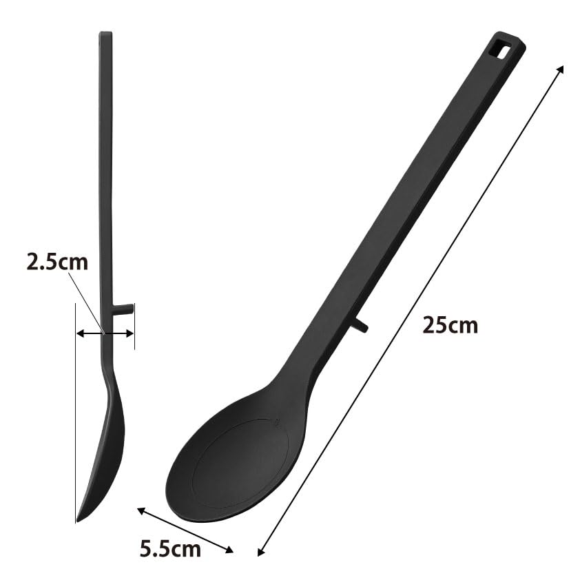 Yamazaki Tower Silicone Cooking Spoon Small Black W5.5 X D2.5 X H25cm Dishwasher Safe Floating Tip Measuring Meter Small Size 1597