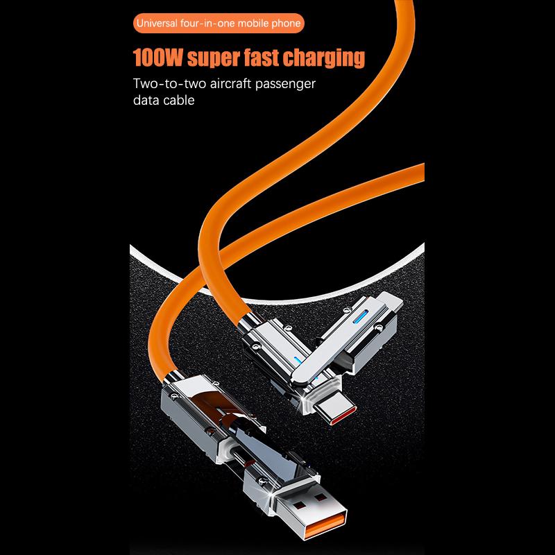 100W 2 In 2 Pd Fast Usb Cable For Huawei/Honor Retractable Portable 4 In 1 Micro Usb Type C Charger Cable For Iphone Samsung