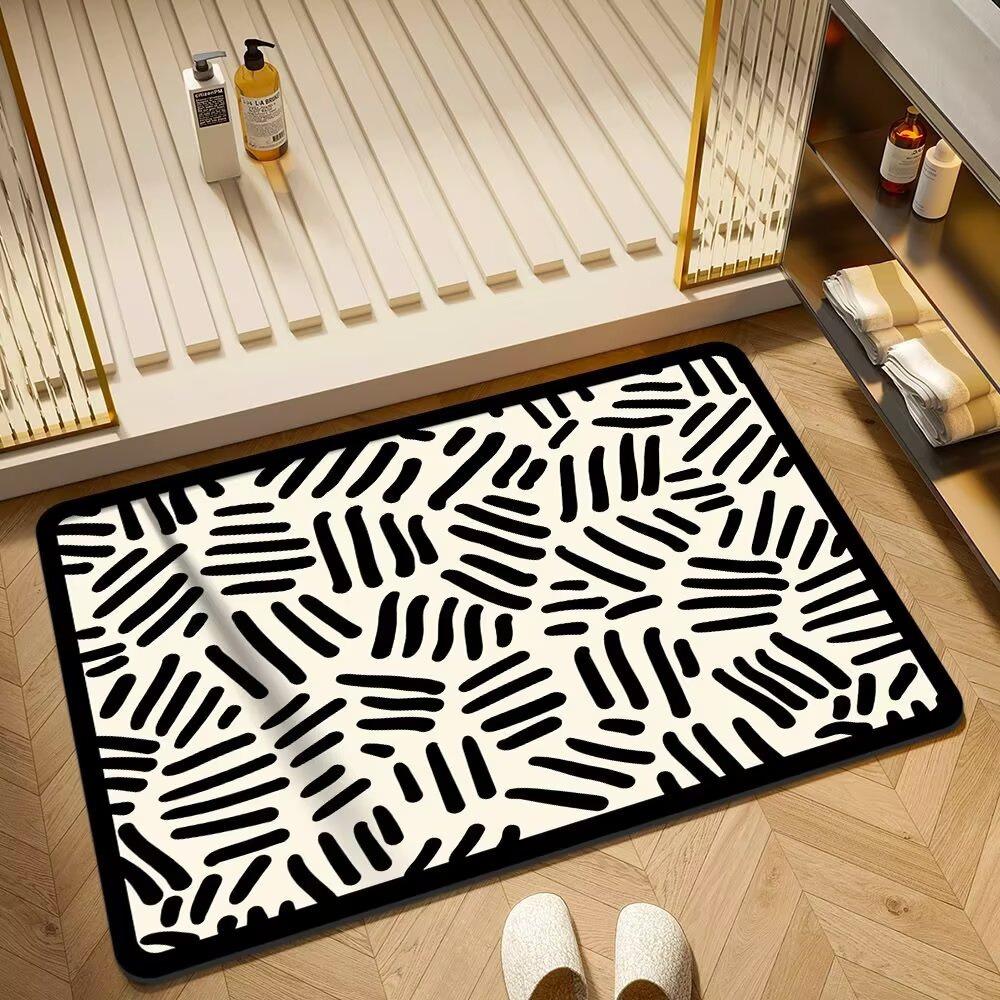 Europe Style Simple Black White Carpet Living Room Sofa Bedroom Study Kitchen Entrance Door Rug Non-Slip Light Luxury Decor Mat