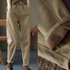2026 Women's Thickened Cotton Harem Pants: Casual, Velvet-Lined, Solid Color, High-Waist for Autumn/Winter & Spring Fashion.