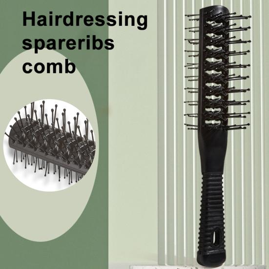 Yousheng Rib Comb Soft Teeth Ergonomics Handle Non-Knotted Professional Salon Curl Hair Black Comb for Home Use