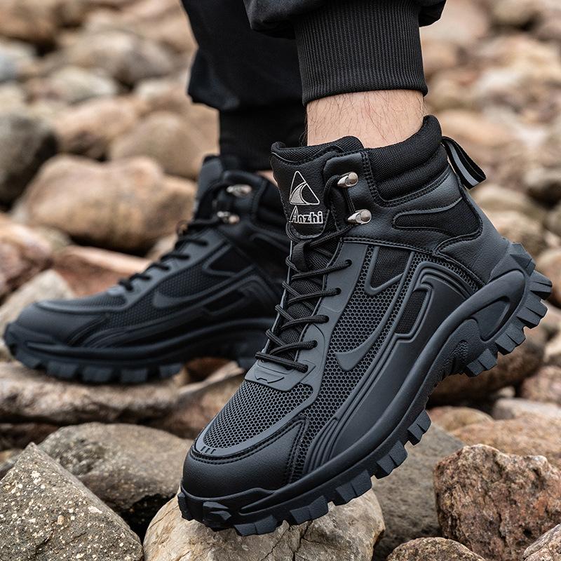 High top plus fleecy warm boots smashing and piercing steel baotou labor protection shoes Light breathable wear safety shoes H66