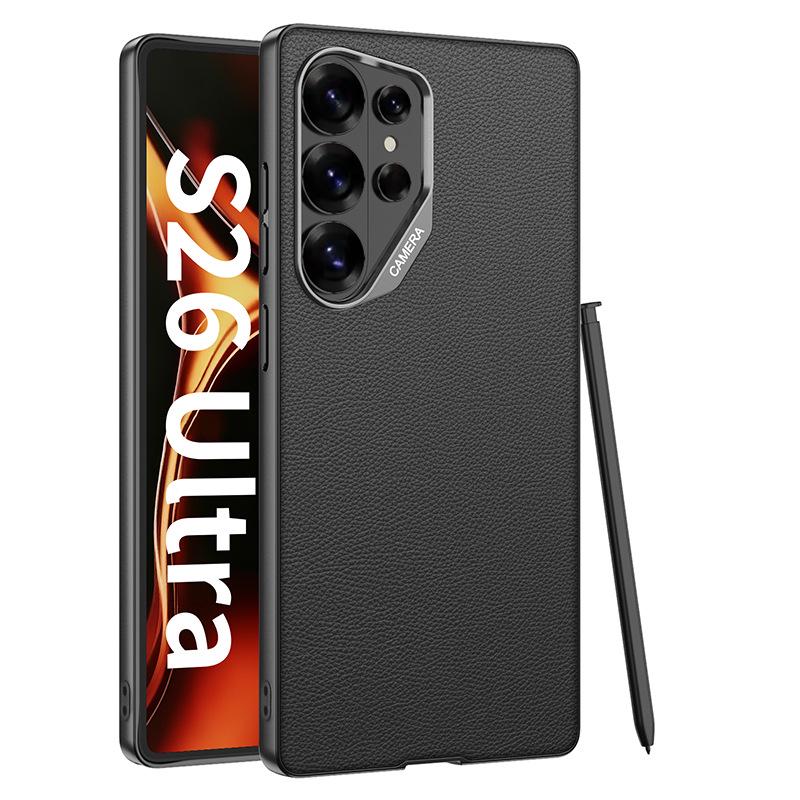 

Compatible with Samsung S26 Ultra Plain Leather Matte Protective Case with Large Hole Lens Design. SM-S26Ultra