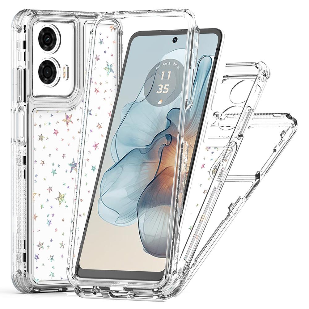 For Motorola Moto G24 Power Case Precise Cutouts Acrylic TPU Clear Phone Cover with Laser-printed Film