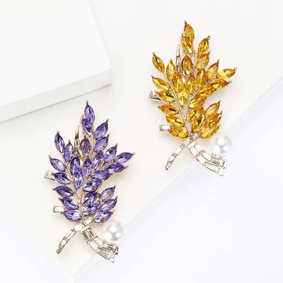 Moda Luksusowy Stop Kryształów Cztery Głowy Broszka Kłos Pszenicy Uniwersalna Damska Sukienka Cheongsam Korsarz Akcesoria Pin