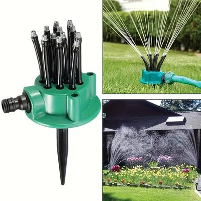 1pc 360-Degree Automatic Multi-Head Garden Sprinkler, Plastic Lawn And Garden Watering System, No Power Supply Needed, Includes