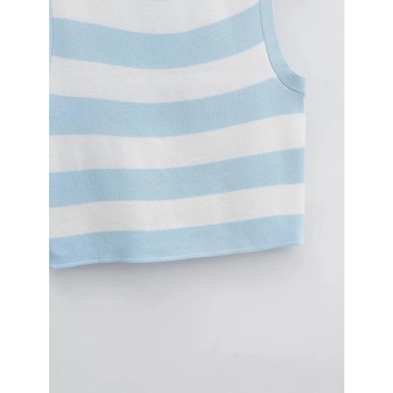 DAFIFY  Women's Fashion Casual Spring Fall Solid Color Print Sleeveless O-Neck Sweaters