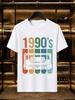2026 New 100 Cotton Tshirt Vintage Rainbow 1990s Cassette Tape Distressed Print Retro Casual Short Sleeve