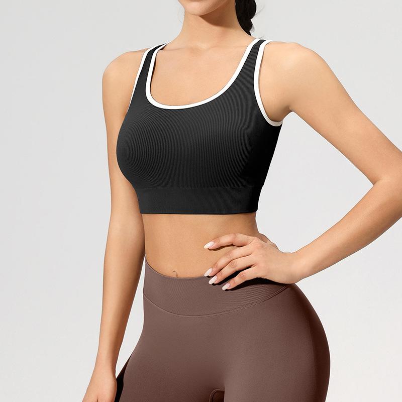 Women's Open-Back Shockproof Yoga Vest with Fixed Cup