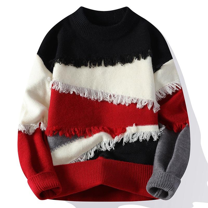 Hot sale, popular, new casual half-crew neck sweater in autumn and winter, men's bottomed knitted sweater