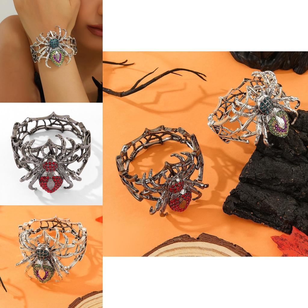 Halloween Punk Alloy Spider Bracelet With Rhinestones For Party Decor