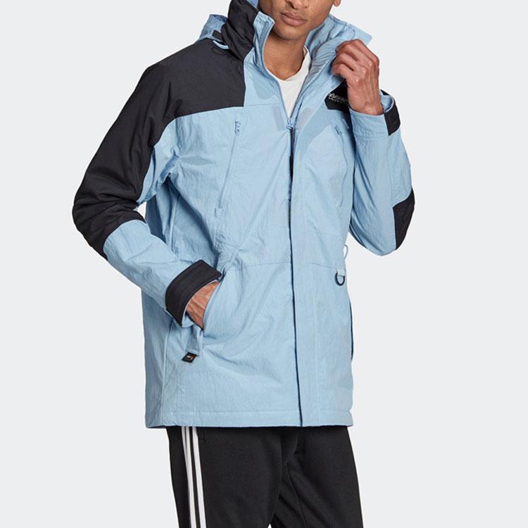 adidas Originals Color Block Stehkragen Langarm Daunenjacke Herren Oberbekleidung Blau H13576