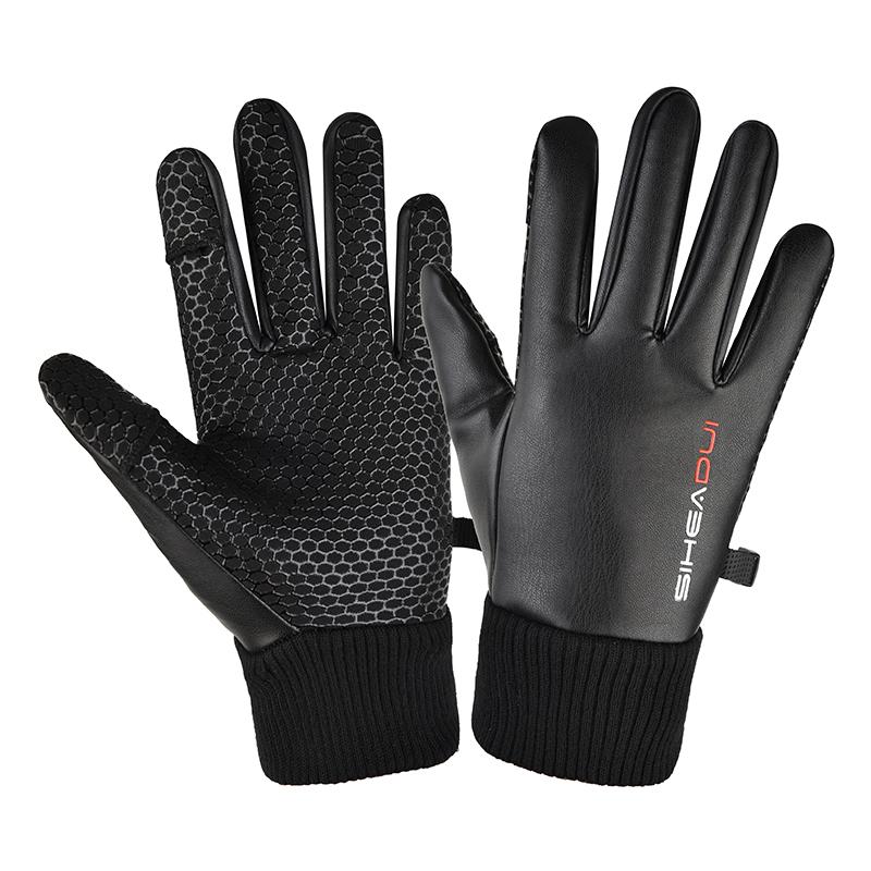 Men's Insulated Anti-slip Phone Gloves, Black