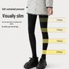 Women's Velvet Striped Leggings: Warm Cotton, Hip-Lifting & Slimming Black Pantyhose for Autumn/Winter Outerwear.