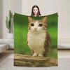 Manta com Meme de Gato Meowl Coruja Famoso na Internet | Veludo Macio Leve para Todas as Estações