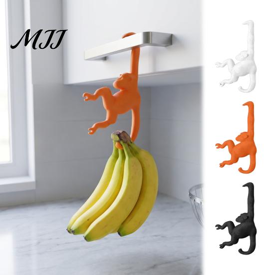 Fun Banana Stand Monkey Hook, 3D Printed under Cabinet Kitchen Hanger Storage Funny Preservation Tool Design Holder Hook for Bananas, Keys,