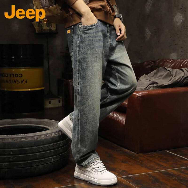 Jeep Men's Straight Loose Fit Casual Jeans