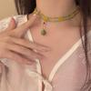 Minority Design Handmade Beaded Necklace New Chinese Style Ceramics Pendant Necklace  Women