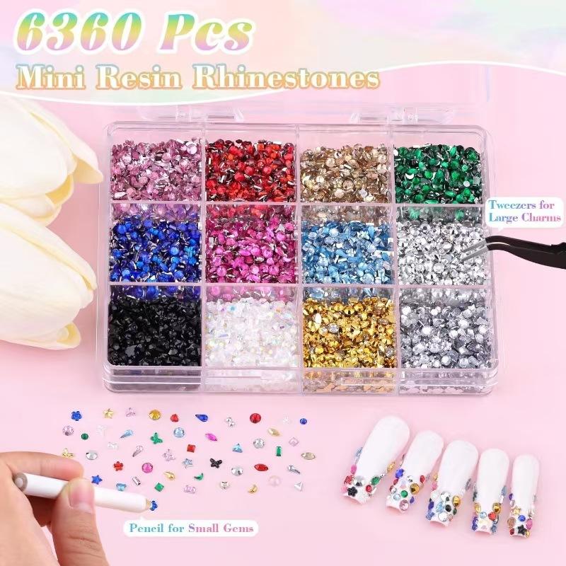 Shaped Diamond Nail Art Jewelry 12 Sets Crayon Tweezers Flash Nail Art Nail Ornament