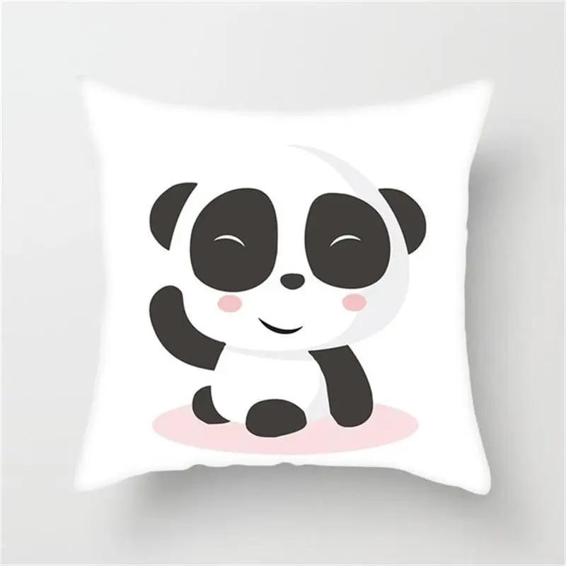 Cute Panda Print Pillowcase Home Bedroom Living Room Sofa Cushion Cover 45X45Cm Peach Skin Pillowcase Gift