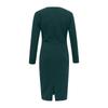 Ladies Fashion Long Sleeve V-neck Color Split Hip Packing Tight Dress