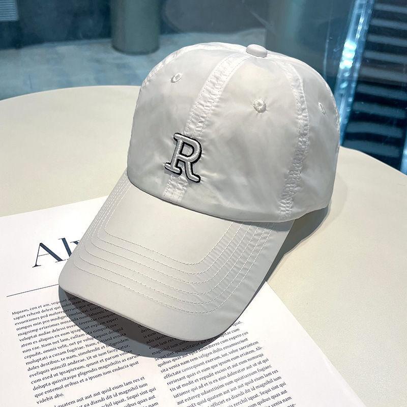 

Быстросохнущая бейсболка мужская летняя корейская версия кепка с буквой R велосипедная шляпа от солнца тонкая солнцезащитная козырек для волос [Adjustable]