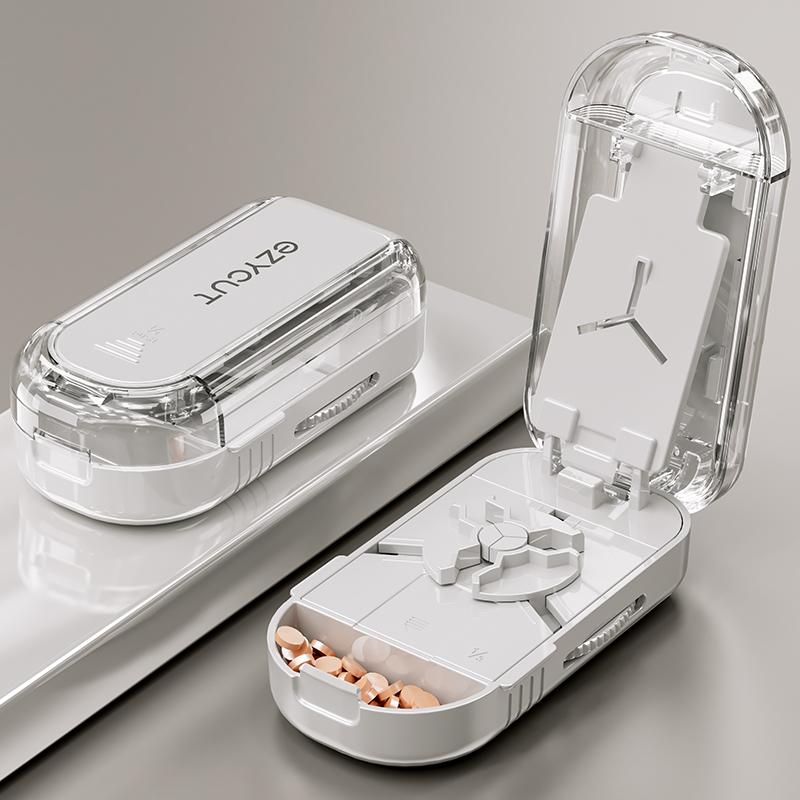 New Design Pill Cutter Bisection/Trisection/Quartersection Even Cutting with Replacement Blades Waterproof Travel Pill Crusher