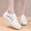 Women's White Leather & Mesh Breathable Shoes - Soft Sole, Non-Slip, Korean Style for Spring/Summer