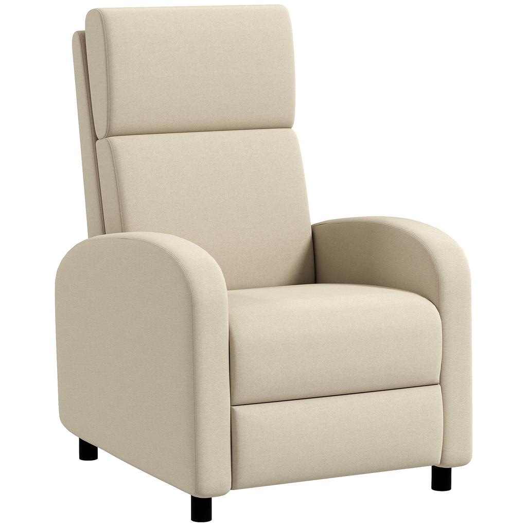 Relax Armchair TV Chair Foldable Footrest Reclining Up To 160 Degrees 64 X 86 X 102 Cm Cream