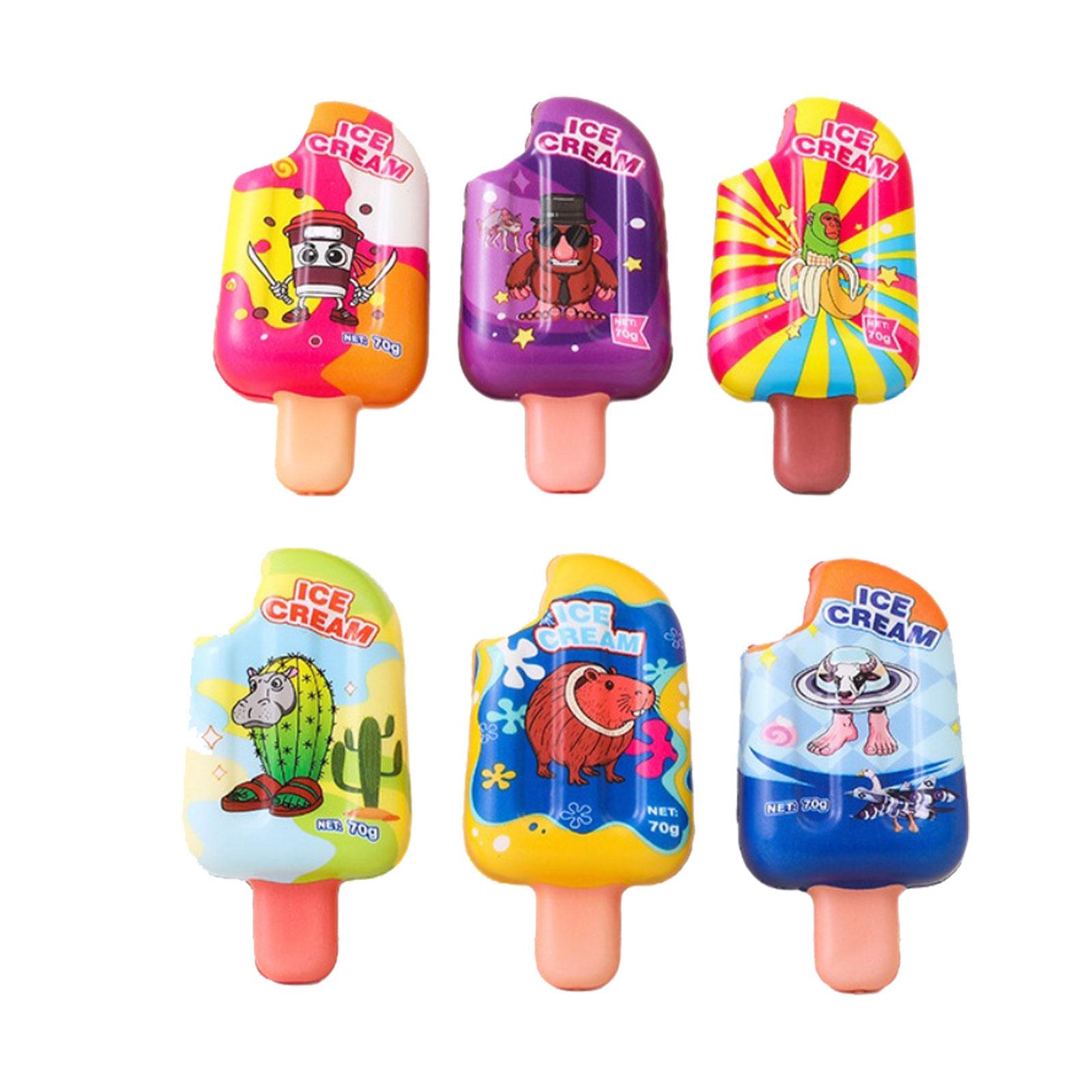 

Squishy Ice Cream Toy Set 6 Pieces Soft PU Foam Popsicle Shape Stress Relief Squeeze Toy Collection for Kids and Adults One Size