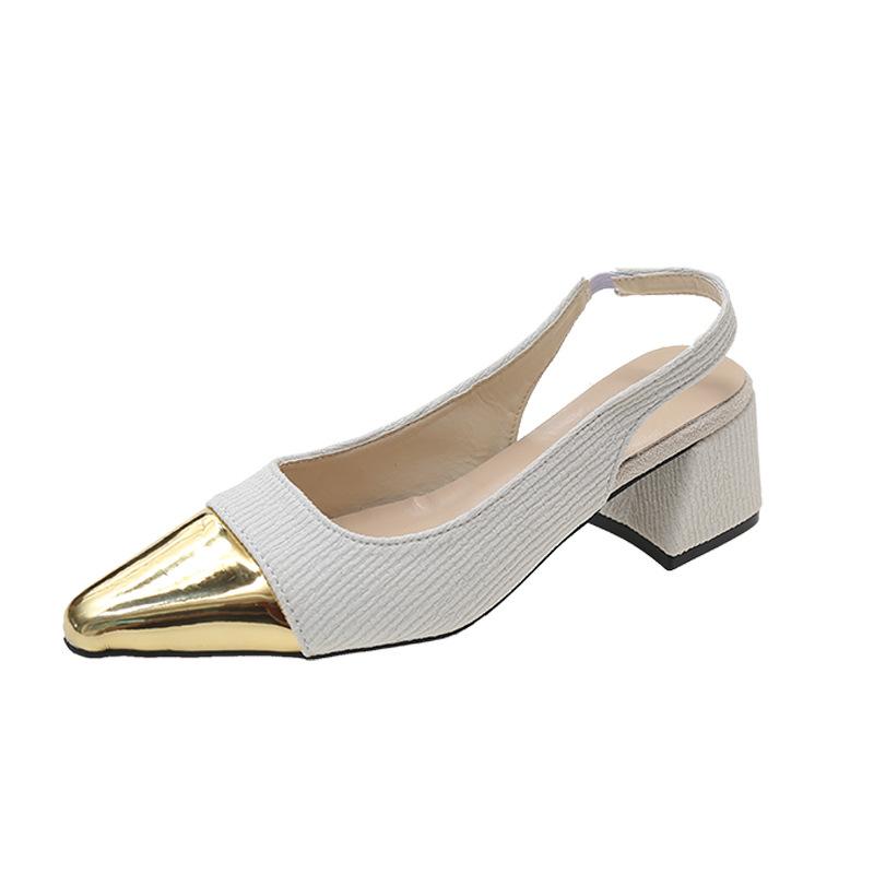 Small Fragrance Block Heel Heels, French Small Sandals, Women's Spring and Summer, New Temperament, Square Toe with Skirt Single Shoes