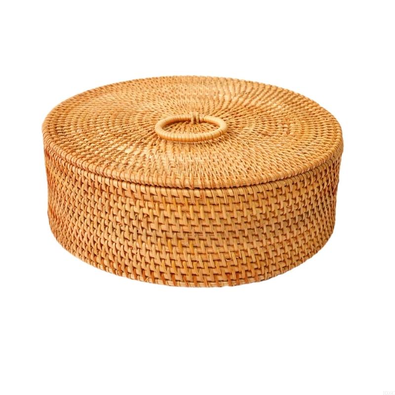 Handgeweven Ronde Rotan Opbergmand Met Geventileerd Deksel Voor Huisorganisatie Natuurlijk Vietnamees HX6C