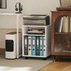 Printer Stand Printer Table with 2 Open Shelves, Lockable Casters for Office Home Fax Scanner 40 X 35 X 56 Cm White