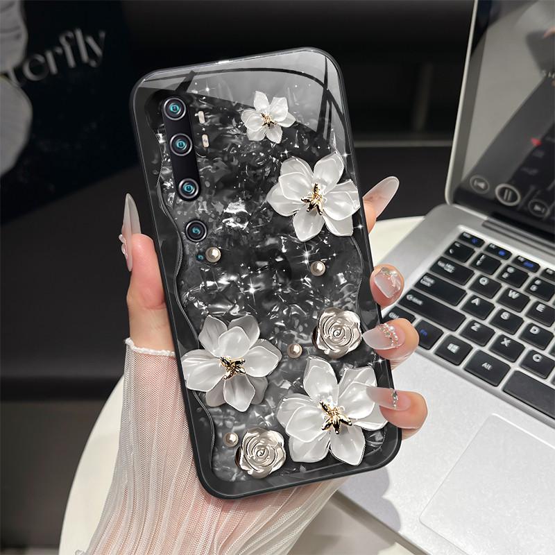 Tempered Glass Hard Phone Case For Xiaomi Mi Note 10 CC9 CC9E 9T 9 SE Lite A3 Redmi K20 Pro Luxury Butterfly Shockproof Cover