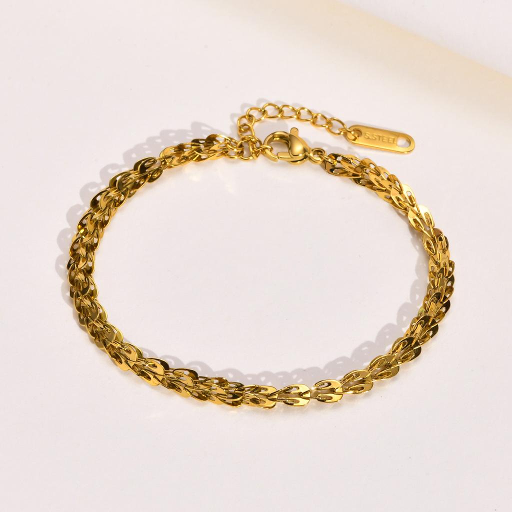 Dainty Link Chain Bracelets for Women Stainless Steel Stacked Bracelet Round Ring Bead Chain Bracelet Jewelry Christmas Gift