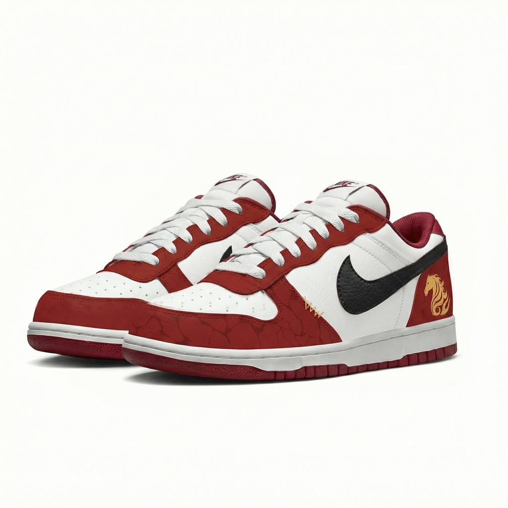 Nike Big Lemon Joy Abrasion Resistant Breathable Low top Skateboard Shoes Men's Red 355152-150(Team778-)