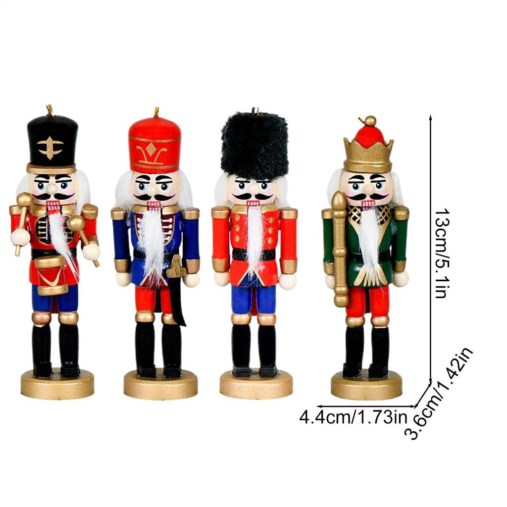 Nutcracker Ornaments Desktop Nutcracker Soldier Figures 4 Pieces Wooden Figurines Ornaments For Christmas Tree Mantel Table