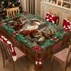 Vánoční vintage ubrus na stůl ve stylu farmářského domu s potisky Santa Clause, sobů a vánočního stromečku. Obdélníkové a kulaté velikosti pro vánoční/novoroční večírky, kuchyň, vnitřní &