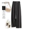 IHIMI Women's Loose Wide-Leg Brushed Trousers with Belt