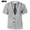 Roupa Masculina Moda Verão Engraçada Falso Terno Camiseta 3D Smoking Gravata Borboleta Camisetas Estampadas em 3D Masculinas Verão Streetwear Camisetas Tops