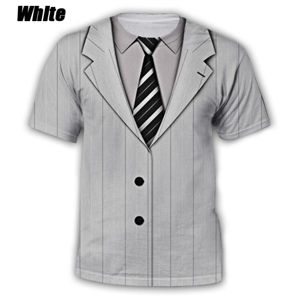 Roupa Masculina Moda Verão Engraçada Falso Terno Camiseta 3D Smoking Gravata Borboleta Camisetas Estampadas em 3D Masculinas Verão Streetwear Camisetas Tops