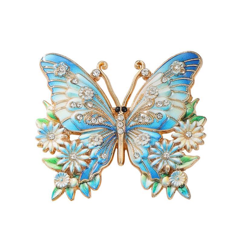 1Pcs Unisex 8-Color Flowers Insects Party Office Brooch Pin Beautiful Butterfly Brooches For Women Gifts Diy Decoration
