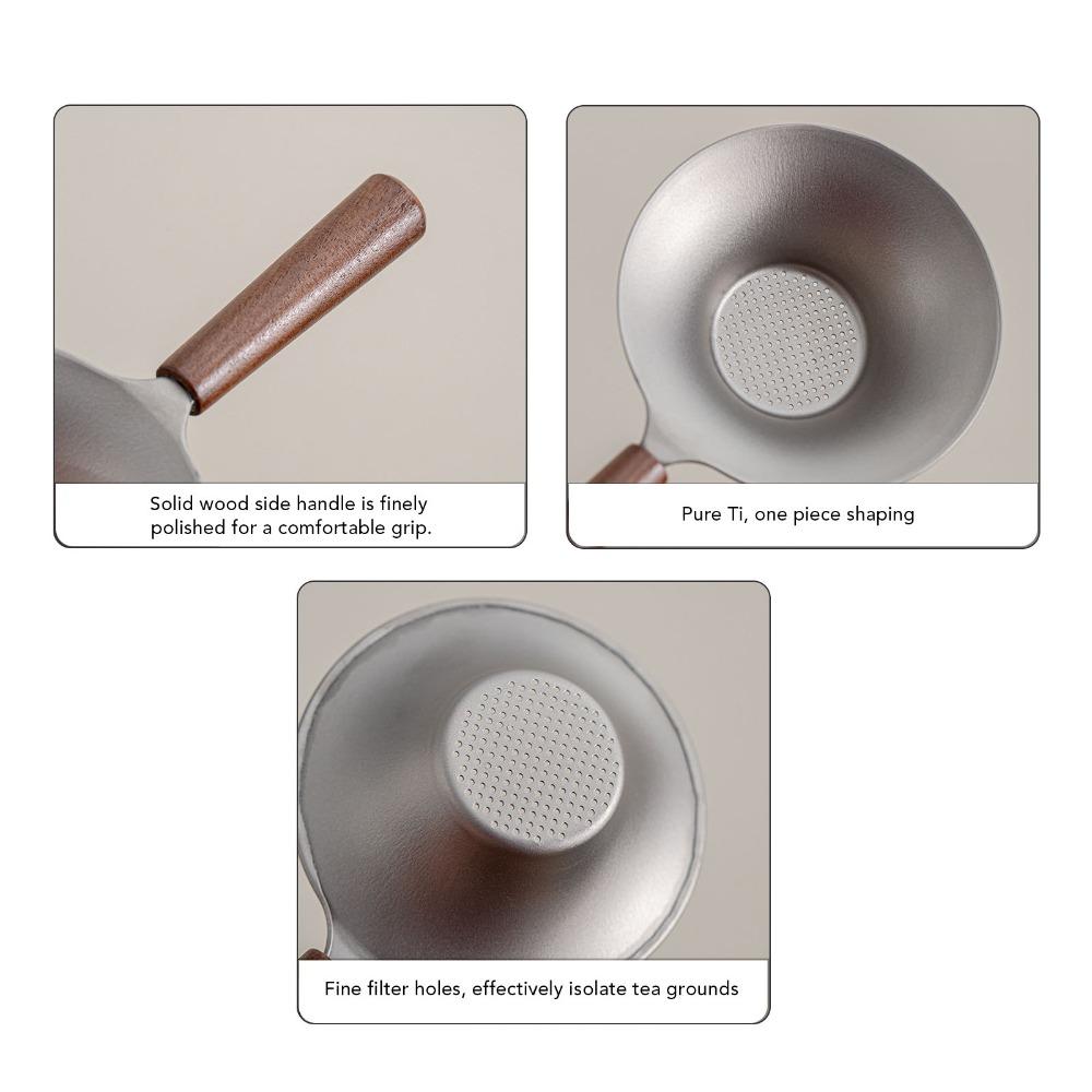 Solid Wood Handle Tea Filter Lightweight Ti Mesh Tea Sieve Tea Fine Mesh Strainer Loose Leaf Tea