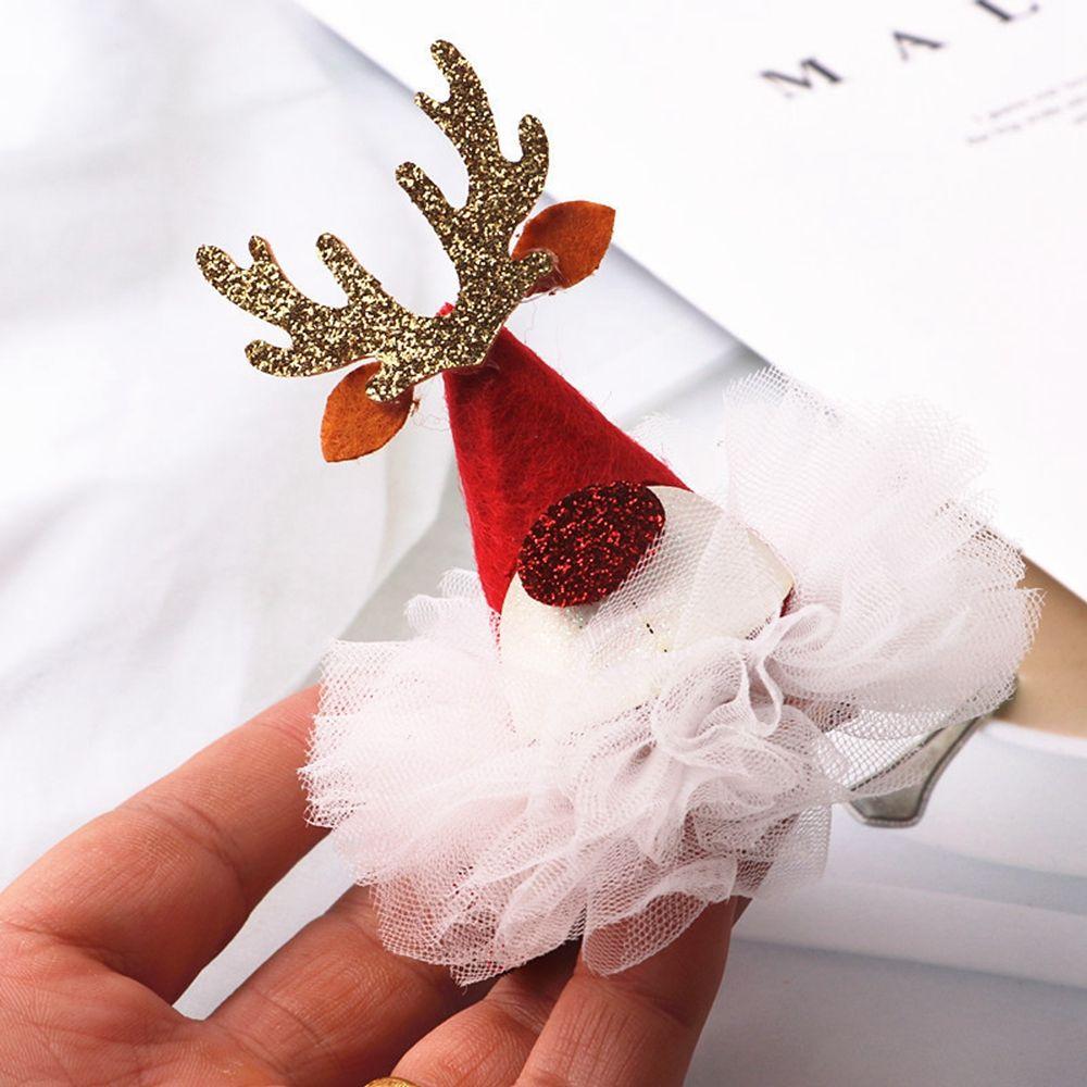 Zinc Zinc Alloy Bow Korean Style Headwear Christmas Hat Hairpin Christmas Hair Clip Kids Hair Accessories