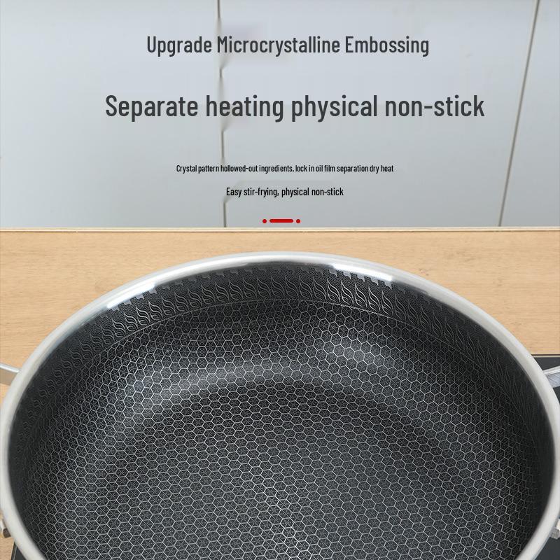 Deepened 316 Stainless Steel Non-Stick Double-Handle Pan for Pancakes - Compatible with Induction and Gas Cookers