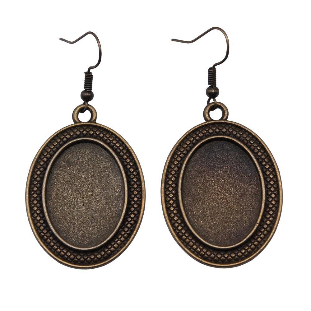 Ovale Cabochon Base Hængeøreringe DIY Foto Smykke Tilbehør Håndlavede Gaver