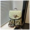 Thin Backpack Women's Large Capacity Versatile Plaid Sweet Bow Student Schoolbag Star Backpack