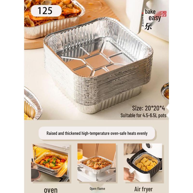 Food Grade Square Tin Foil Bowls for Air Fryer and Oven Baking