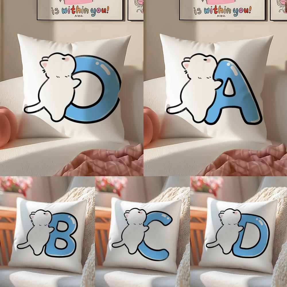 Kindergarten Children Learn Cartoon Cat Letters Pillow Case Sofa Living Room Bedroom Headboard Backrest Cushion Square Cushion